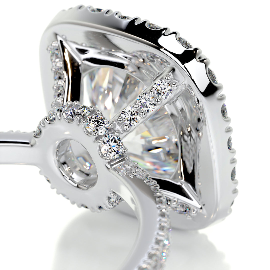 The Clover Moissanite & Diamonds Ring Moissanite 14K White 2.5 Carat Round#material_14k-white