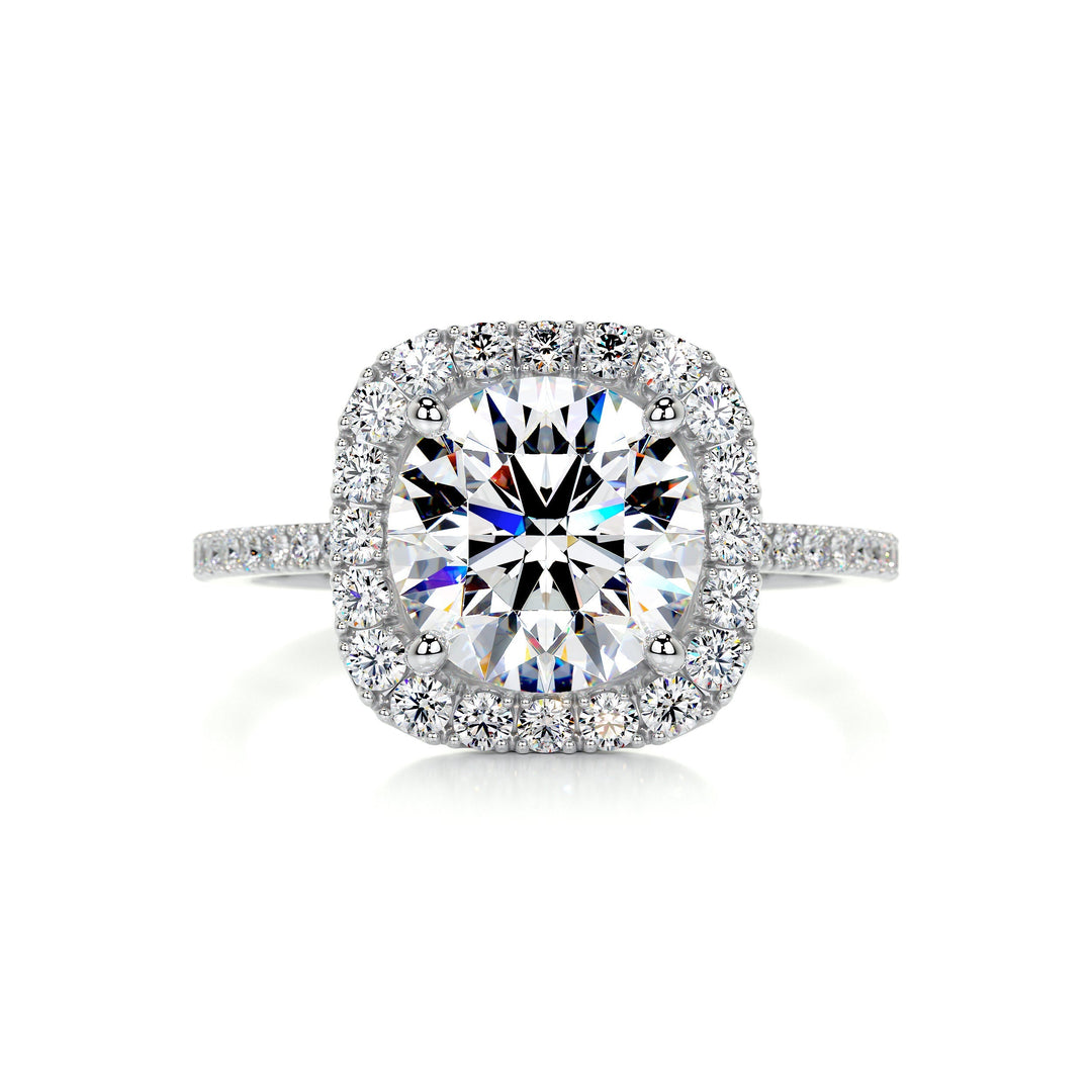 The Clover Moissanite & Diamonds Ring Moissanite 18K White 1 Carat Round#material_18k-white