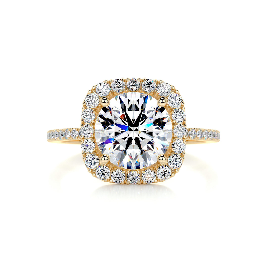 The Clover Moissanite & Diamonds Ring Moissanite 18K Gold 1 Carat Round#material_18k-gold