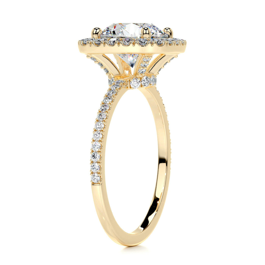 The Clover Moissanite & Diamonds Ring Moissanite 18K Gold 2 Carat Round#material_18k-gold