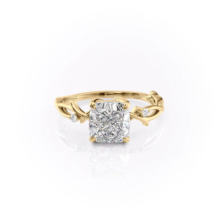 The Coco Set With Cushion Side Stone Lab Diamond 1 Carat 14K Gold#material_14k-gold