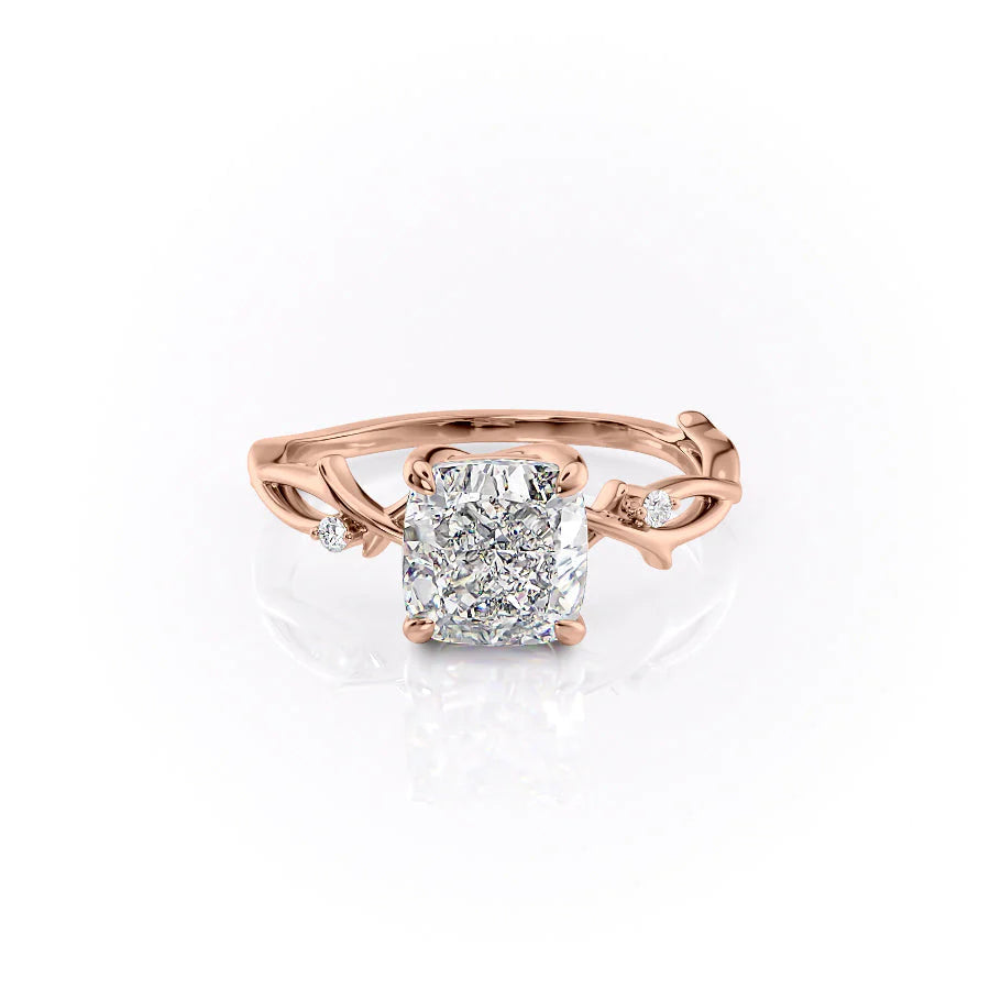 The Coco Set With Cushion Side Stone Moissanite#material_14k-rose