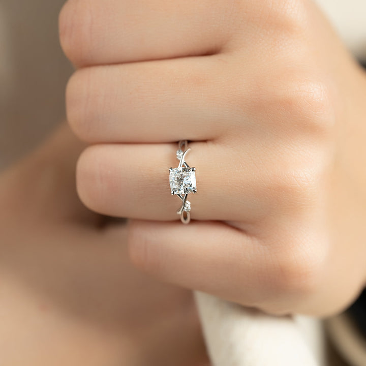 The Coco Cushion Lab Diamond Moissanite Engagement Ring *Shown with 1 ct #material_white