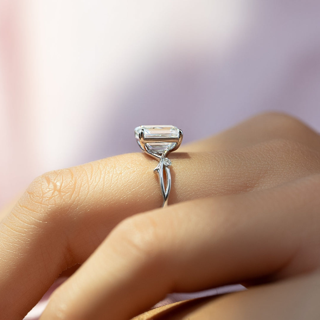 The Coco Emerald Lab Diamond Moissanite Engagement Ring