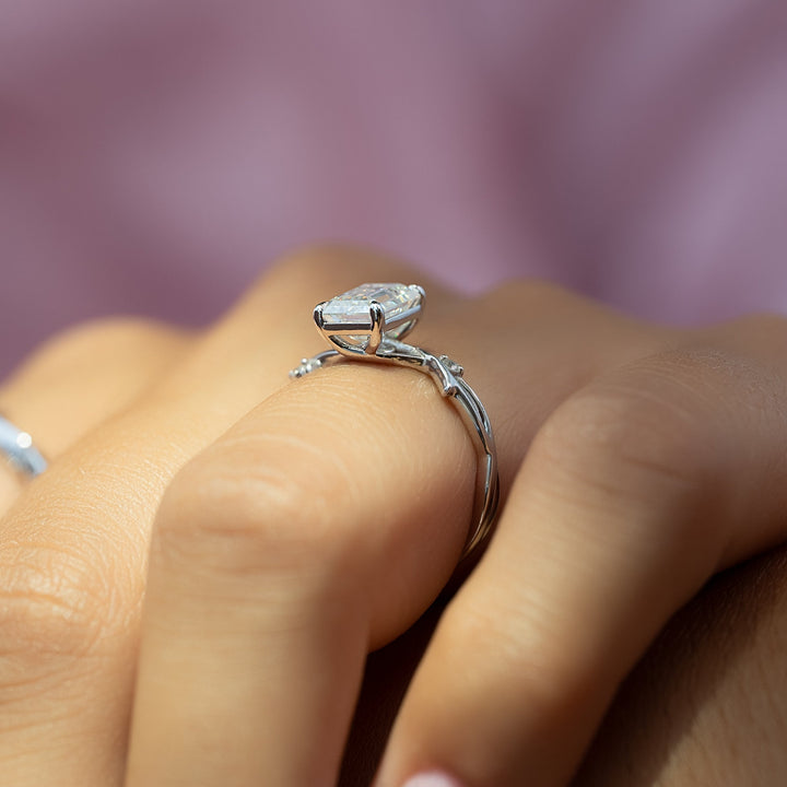 The Coco Emerald Lab Diamond Moissanite Engagement Ring *Shown with 1.5 ct #material_white