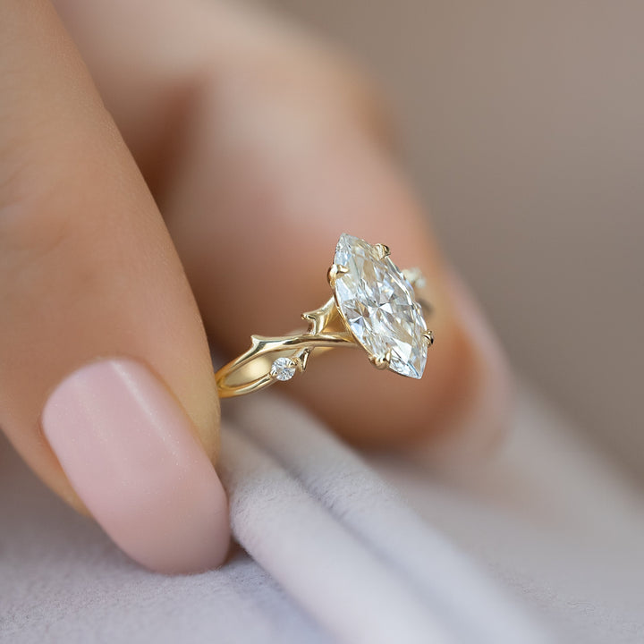 The Coco Set With Marquise Side Stone Lab Diamond 1 Carat 14K Gold#material_14k-gold