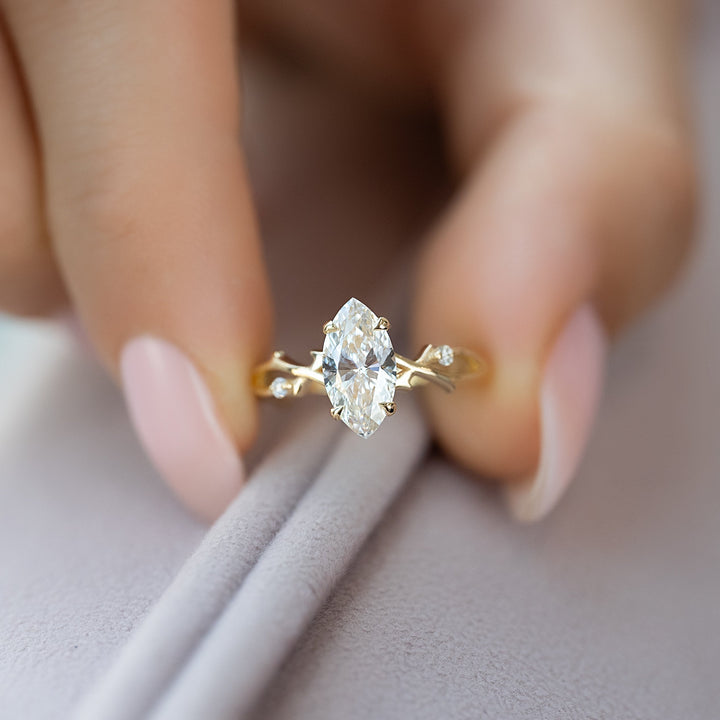 The Coco Marquise Lab Diamond Moissanite Engagement Ring *Shown with 1 ct #material_gold