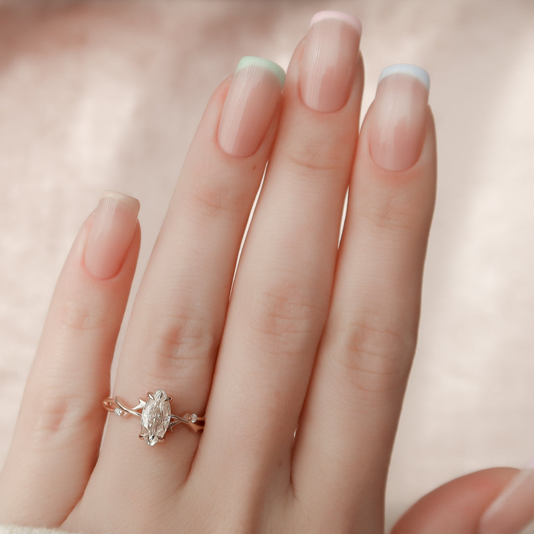 The Coco Marquise Lab Diamond Moissanite Engagement Ring