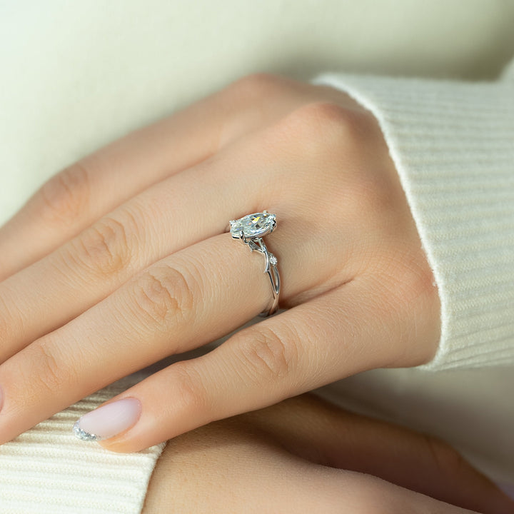 The Coco Marquise Lab Diamond Moissanite Engagement Ring *Shown with 1 ct #material_white