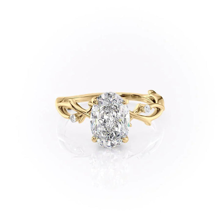 The Coco Set With Oval Side Stone Lab Diamond 1 Carat 14K Gold#material_14k-gold