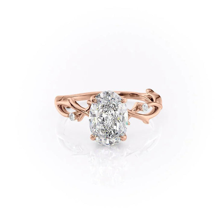 The Coco Set With Oval Side Stone Lab Diamond 1 Carat 14K Rose#material_14k-rose