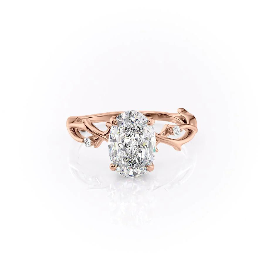 The Coco Set With Oval Side Stone Moissanite#material_14k-rose