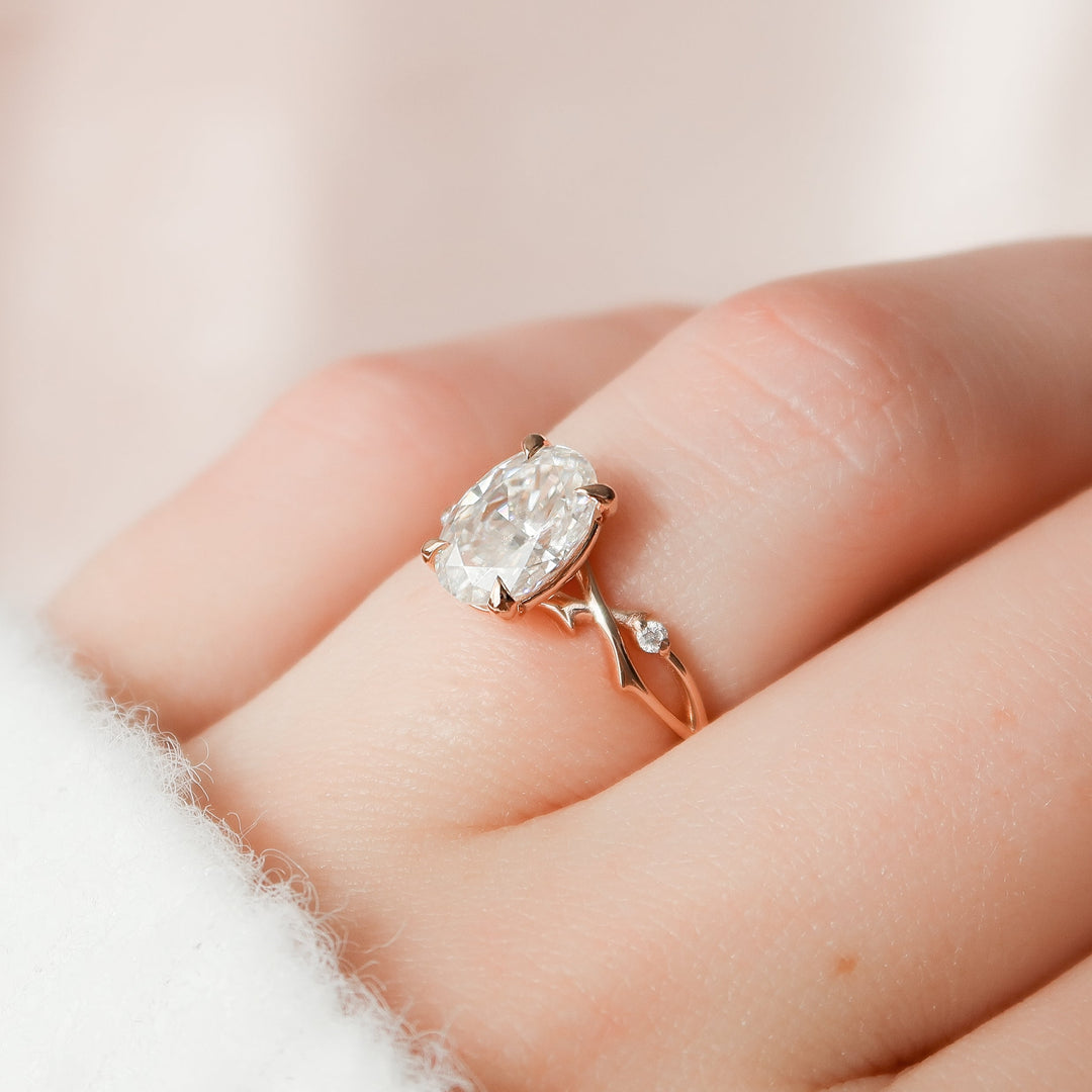 The Coco Set With Oval Side Stone Lab Diamond 1 Carat 14K Rose#material_14k-rose