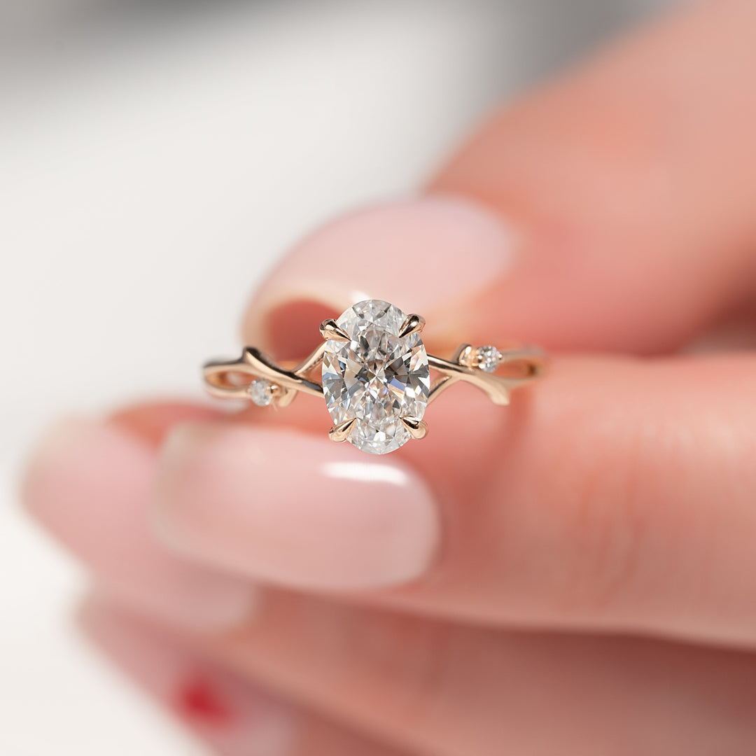 The Coco Set With Oval Side Stone Lab Diamond 2.5 Carat 14K Rose#material_14k-rose