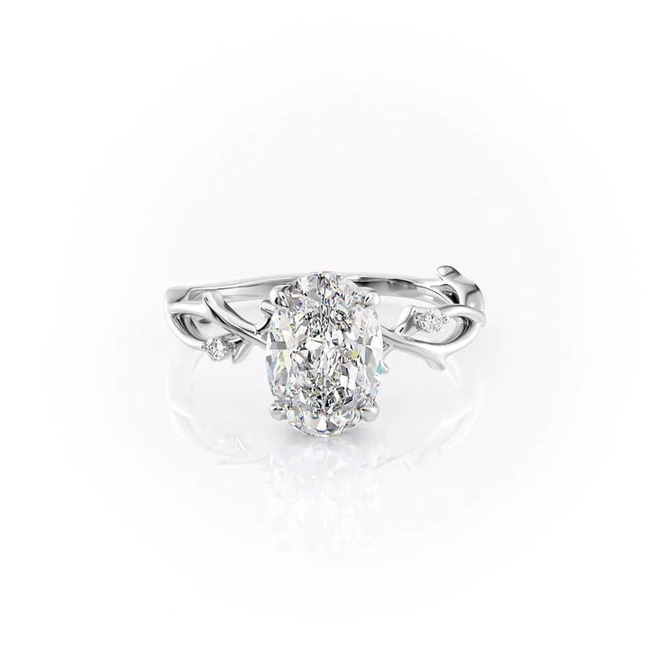 The Coco Set With Oval Side Stone Lab Diamond 1 Carat 14K White#material_14k-white