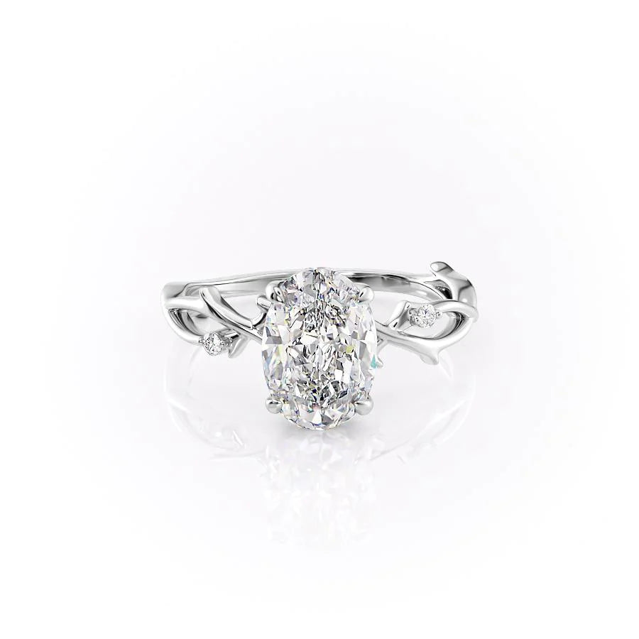 The Coco Set With Oval Side Stone Moissanite#material_14k-white