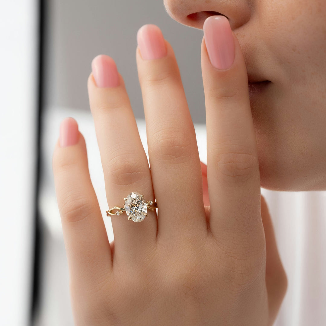 The Coco Oval Lab Diamond Moissanite Engagement Ring