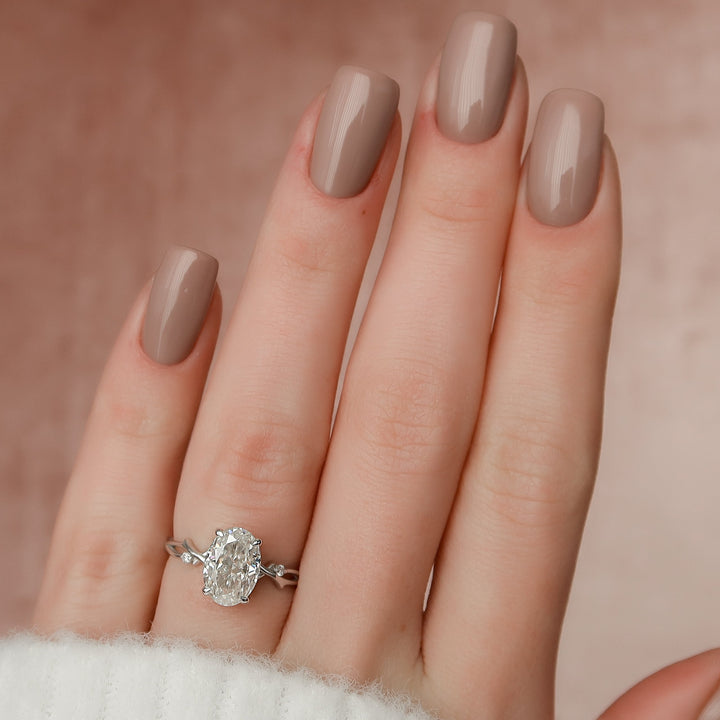 The Coco Oval Lab Diamond Moissanite Engagement Ring *Shown with 2 ct #material_white