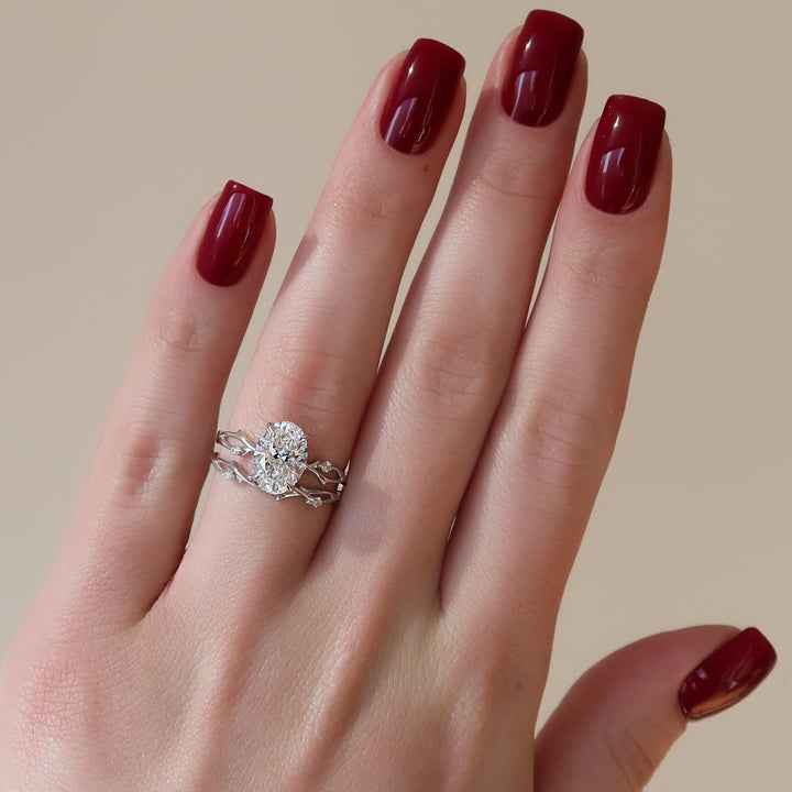 The Coco Oval Lab Diamond Moissanite Engagement Ring *Shown with 2 ct #material_white