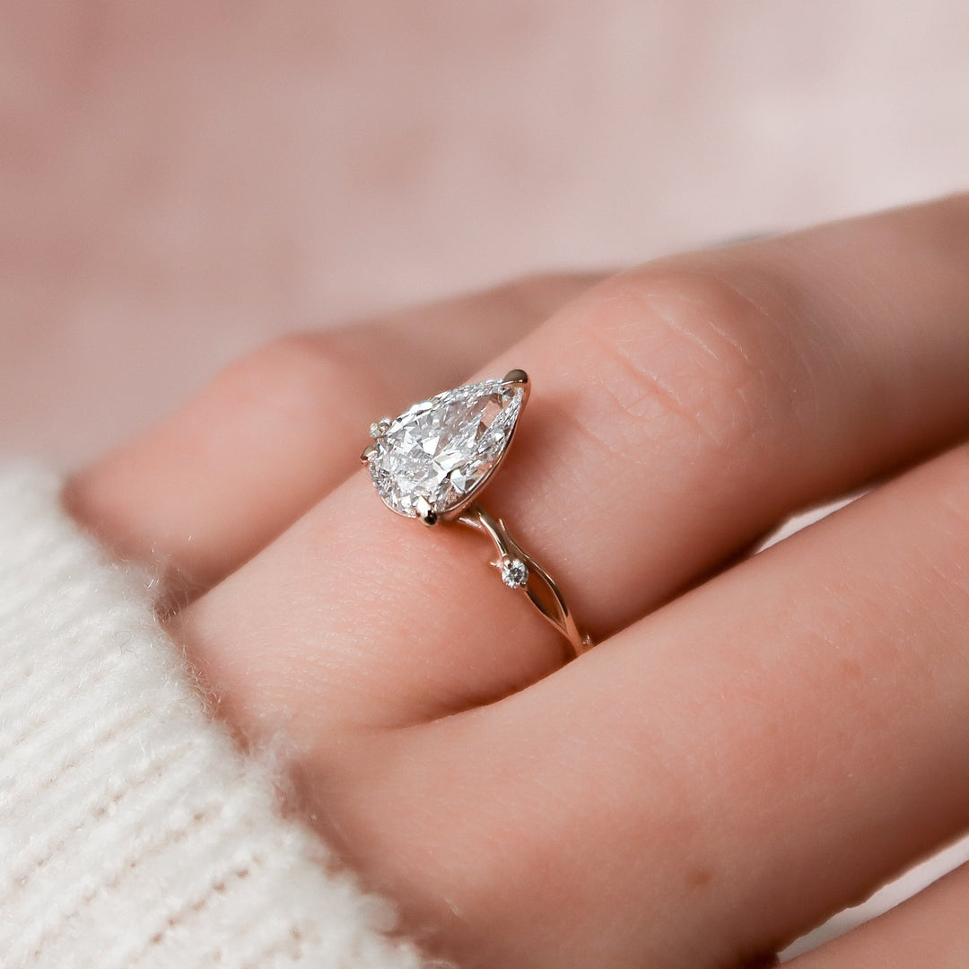 The Coco Set With Pear Side Stone Moissanite#material_14k-rose