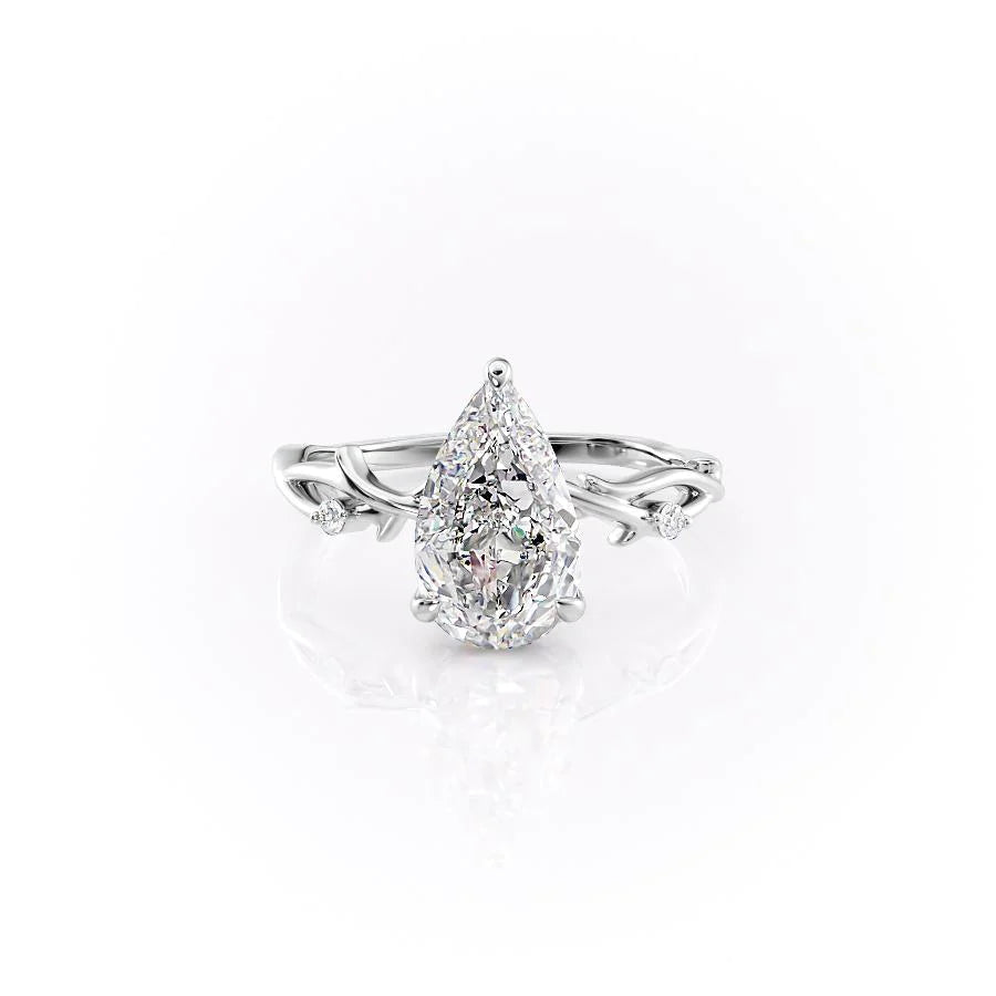 The Coco Set With Pear Side Stone Lab Diamond 1 Carat 14K White#material_14k-white