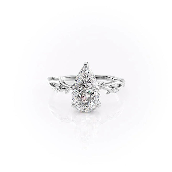 The Coco Set With Pear Side Stone Lab Diamond 1 Carat 14K White#material_14k-white