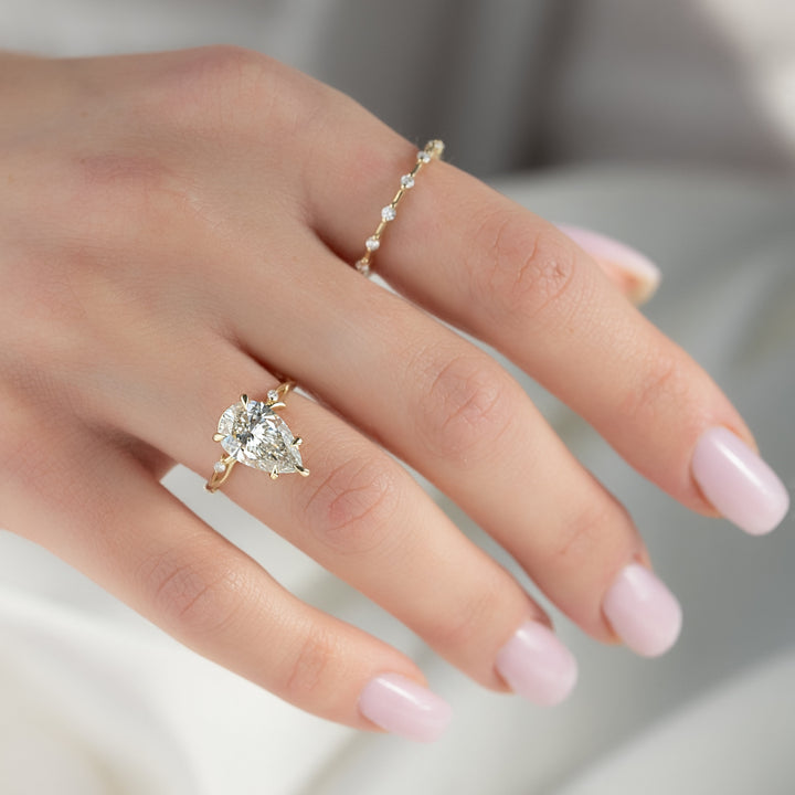 The Coco Pear Lab Diamond Moissanite Engagement Ring *Shown with 2.5 ct #material_gold