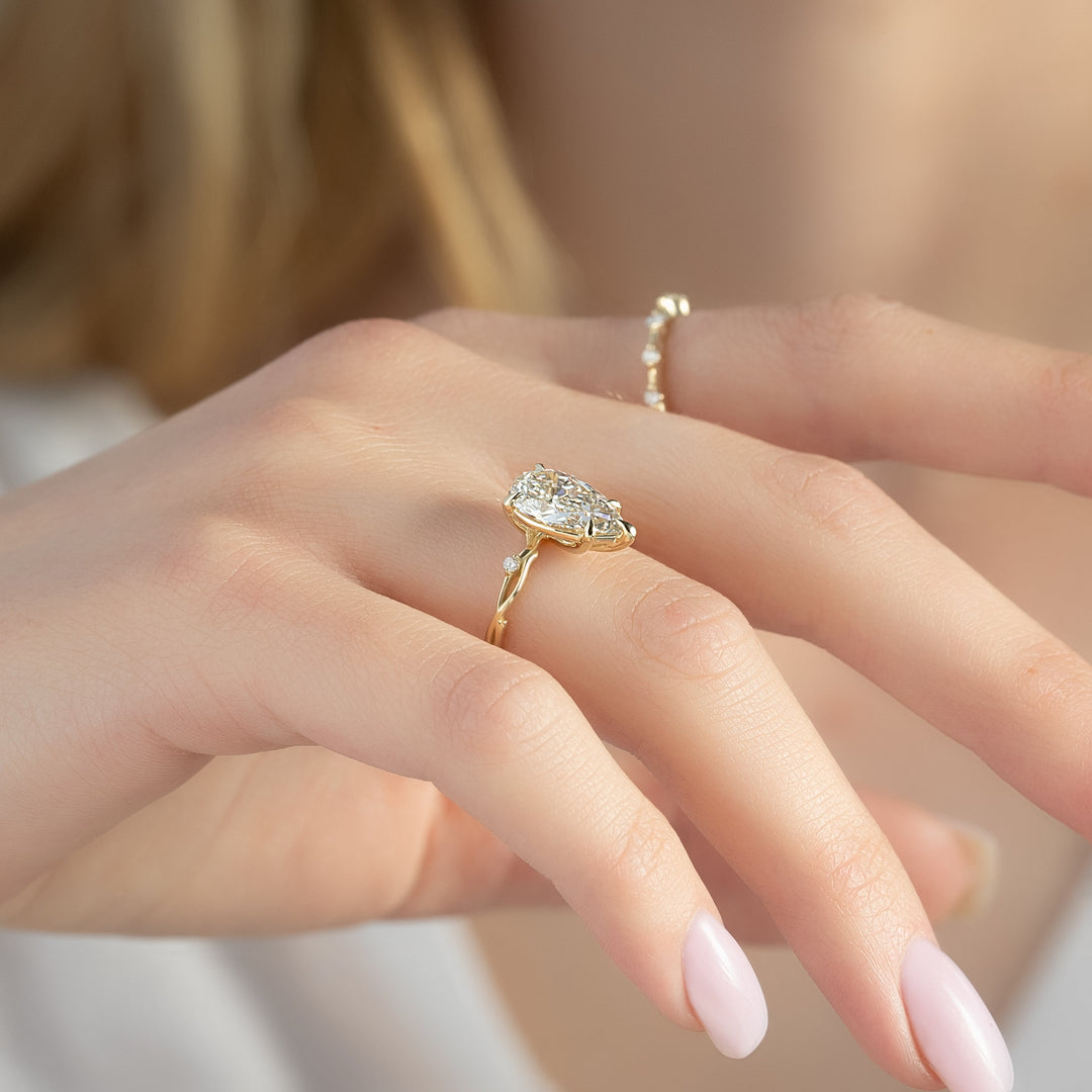 The Coco Pear Lab Diamond Moissanite Engagement Ring