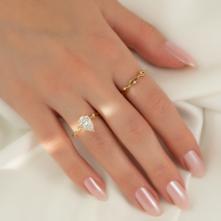 The Coco Pear Lab Diamond Moissanite Engagement Ring *Shown with 1.5 ct #material_gold