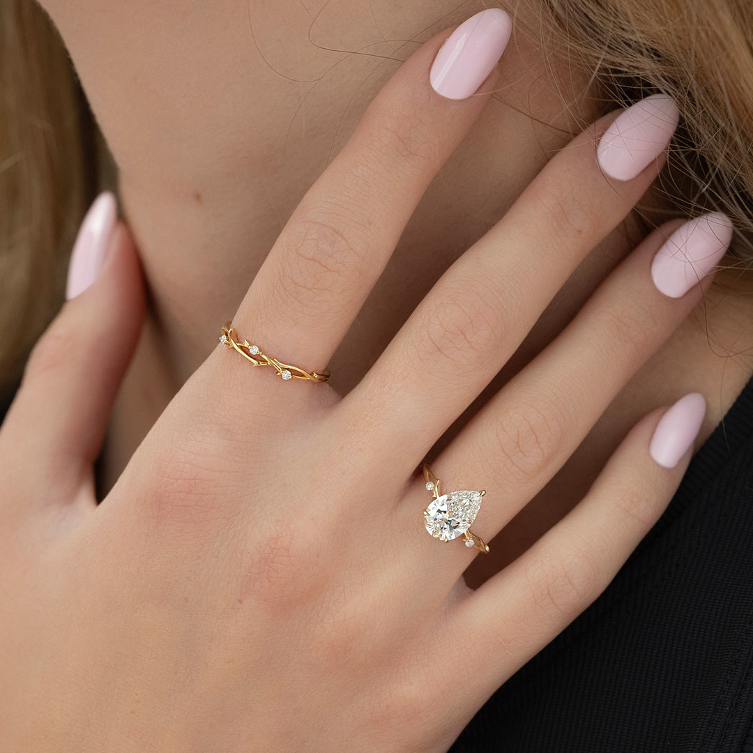 The Coco Pear Lab Diamond Moissanite Engagement Ring