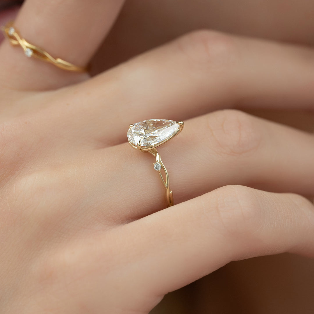 The Coco Pear Lab Diamond Moissanite Engagement Ring