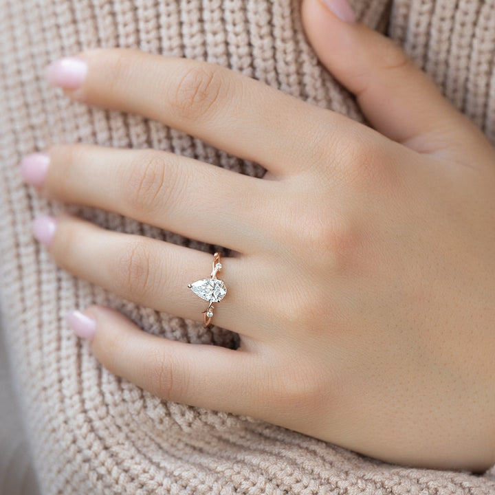 The Coco Pear Lab Diamond Moissanite Engagement Ring *Shown with 1 ct #material_rose