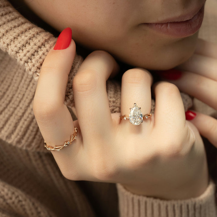 The Coco Pear Lab Diamond Moissanite Engagement Ring *Shown with 2.5 ct #material_rose