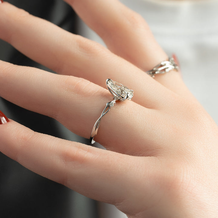 The Coco Pear Lab Diamond Moissanite Engagement Ring *Shown with 2 ct #material_white