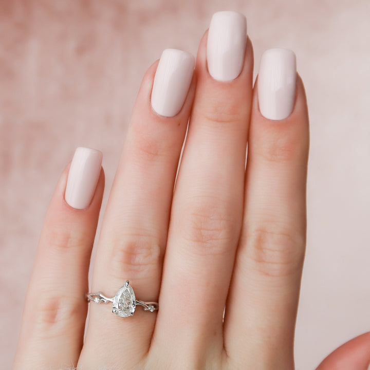 The Coco Pear Lab Diamond Moissanite Engagement Ring *Shown with 1 ct #material_white