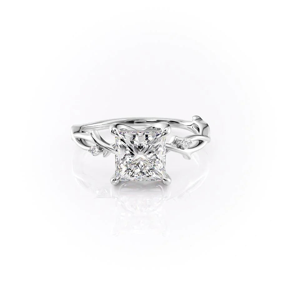 The Coco Set With Princess Side Stone Lab Diamond 1 Carat 14K White#material_14k-white