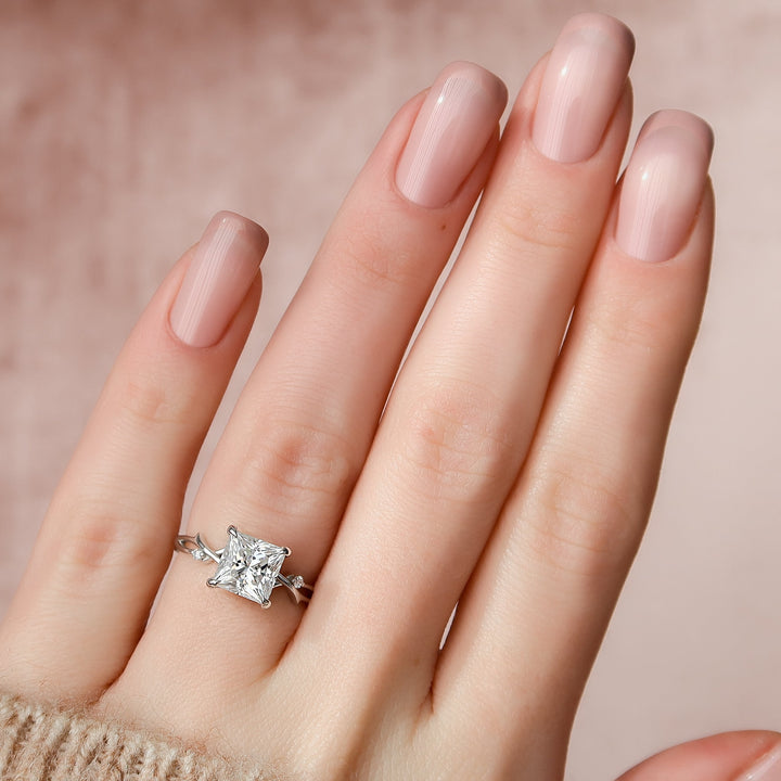 The Coco Princess Lab Diamond Moissanite Engagement Ring *Shown with 2 ct #material_white