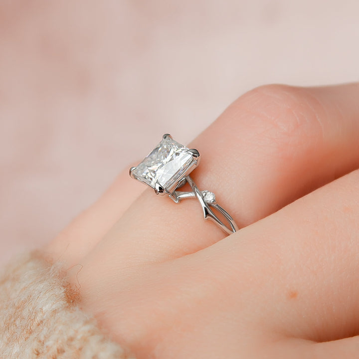 The Coco Princess Lab Diamond Moissanite Engagement Ring *Shown with 2 ct #material_white