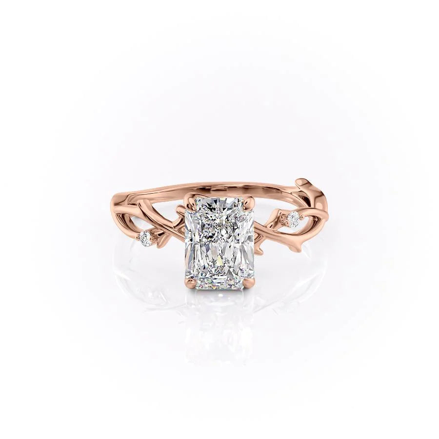 The Coco Set With Radiant Side Stone Lab Diamond 1 Carat 14K Rose#material_14k-rose