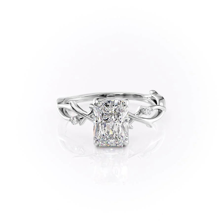 The Coco Set With Radiant Side Stone Lab Diamond 1 Carat 18K White#material_18k-white