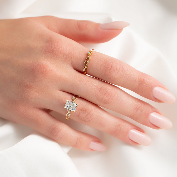 The Coco Radiant Lab Diamond Moissanite Engagement Ring *Shown with 1.5 ct #material_gold