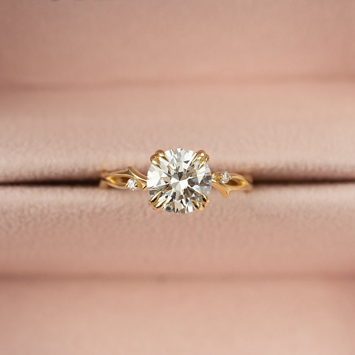 The Coco Set With Round Side Stone Lab Diamond 2 Carat 14K Gold#material_14k-gold