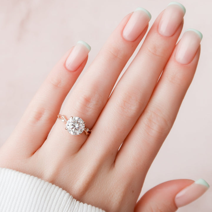 The Coco Set With Round Side Stone Moissanite#material_14k-rose