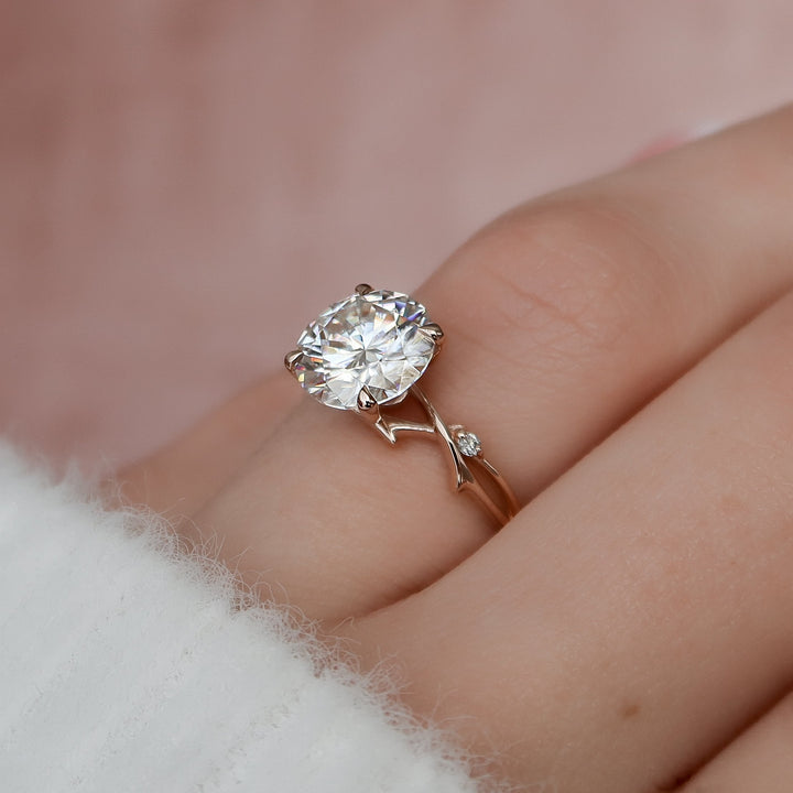 The Coco Set With Round Side Stone Moissanite#material_14k-rose