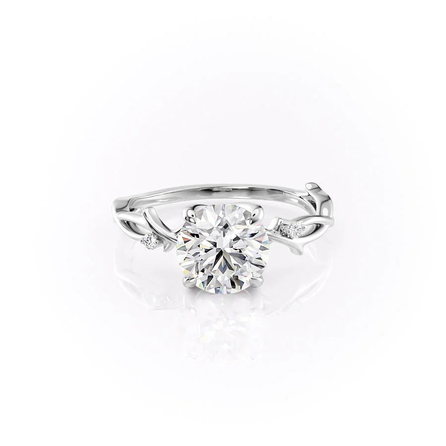 The Coco Set With Round Side Stone Lab Diamond 1 Carat 14K White#material_14k-white