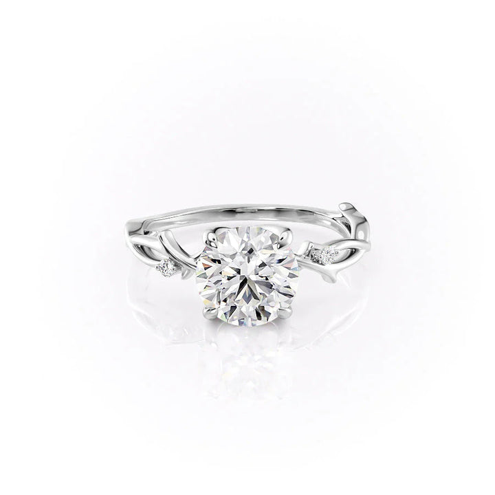 The Coco Set With Round Side Stone Moissanite#material_14k-white