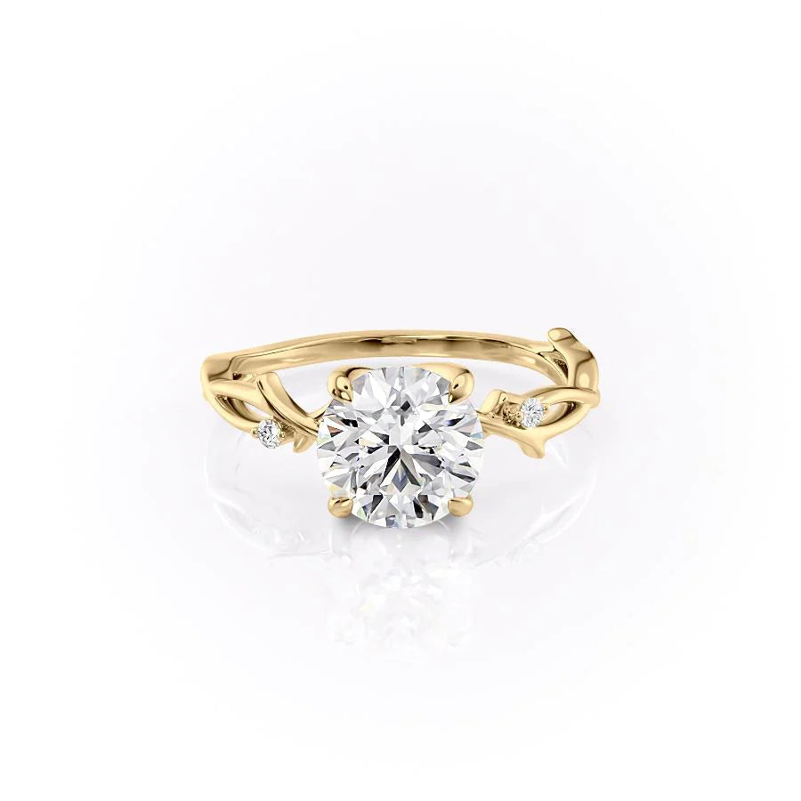 The Coco Set With Round Side Stone Moissanite#material_18k-gold