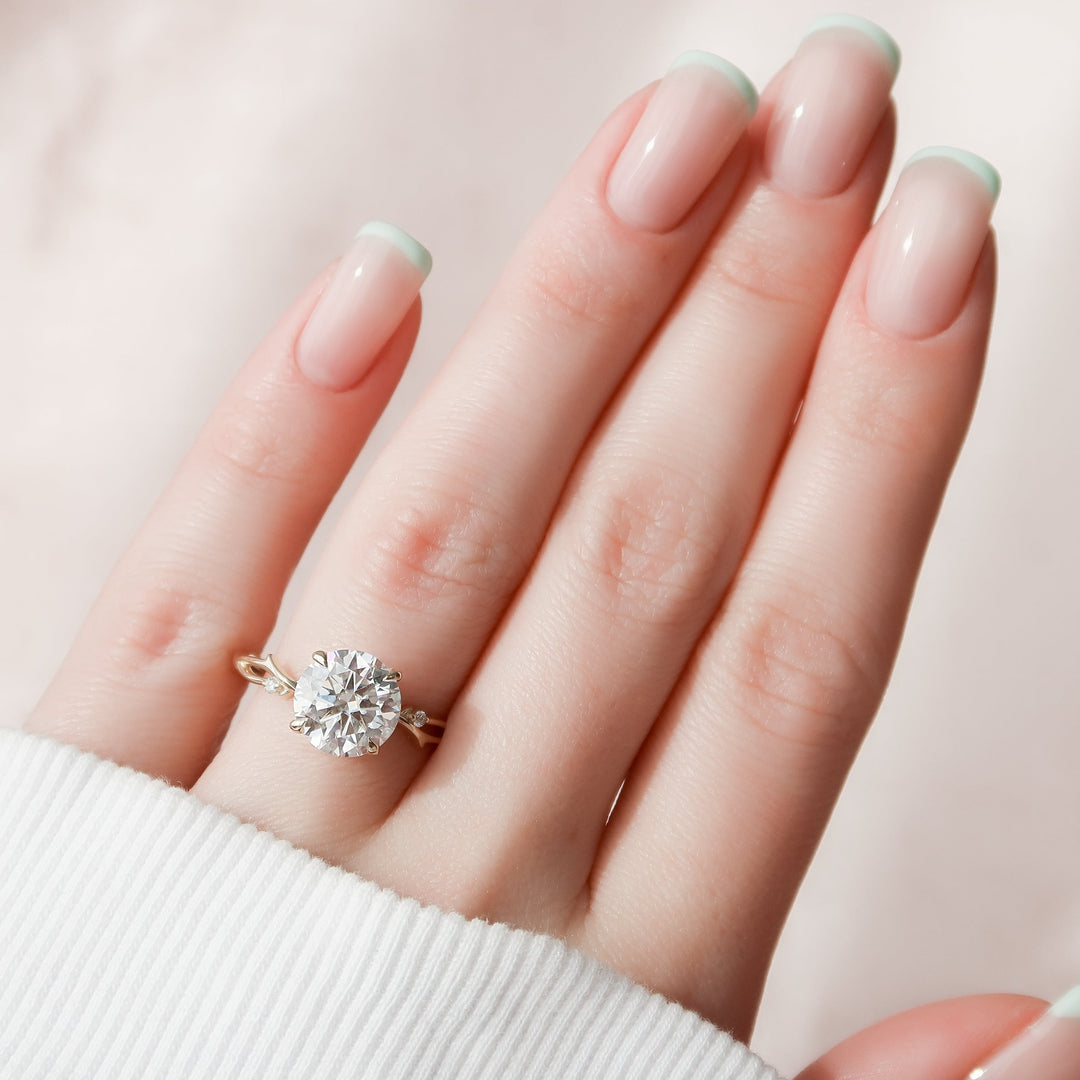 The Coco Round Lab Diamond Moissanite Engagement Ring