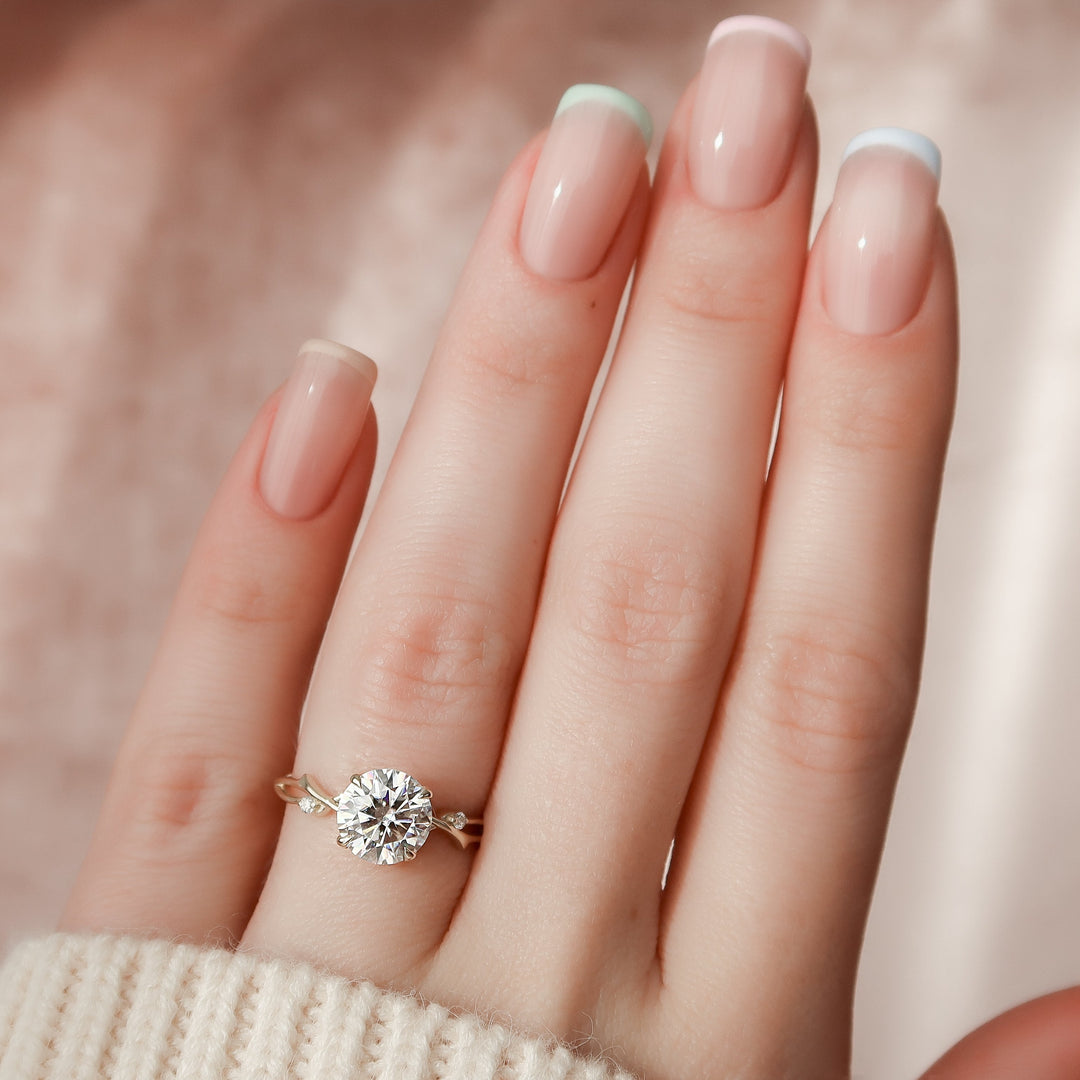 The Coco Round Lab Diamond Moissanite Engagement Ring