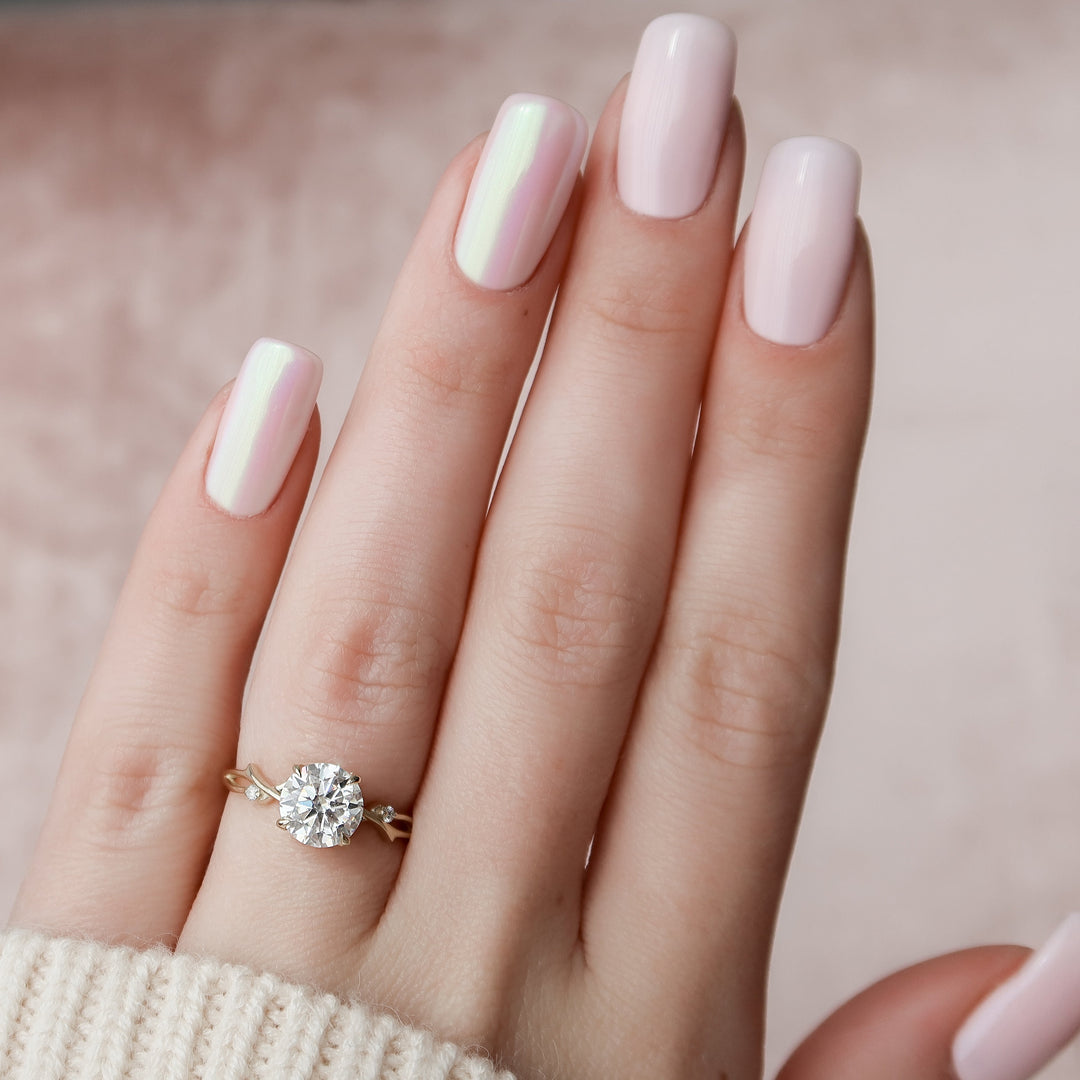 The Coco Round Lab Diamond Moissanite Engagement Ring
